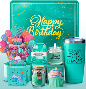 ITABLETAS birthday gift basket set featuring thermos and candle