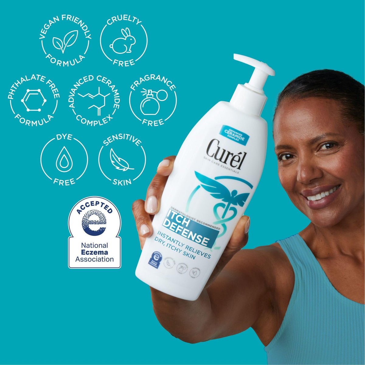 Itch Defense Calming Body Lotion side view showing packaging details