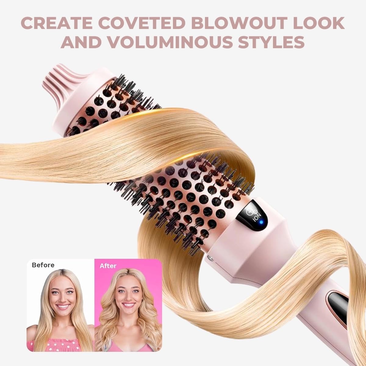 IUI Thermal Brush in pink colour with heat safe bristles