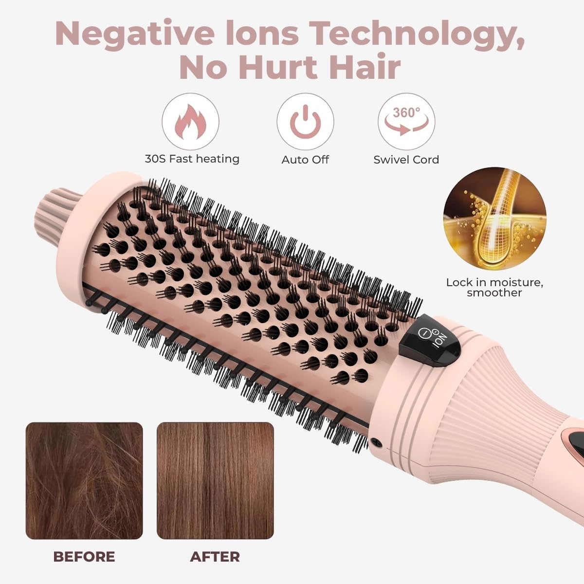 IUI Thermal Brush showing heat settings and ceramic barrel