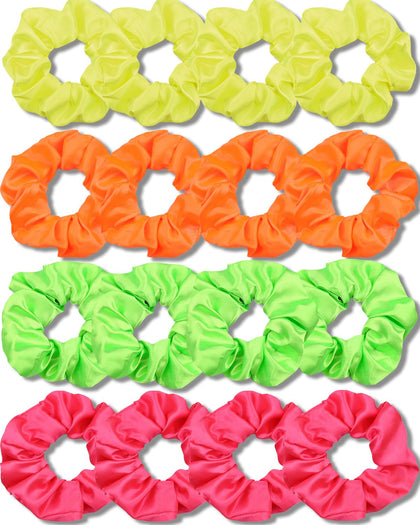 IVARYSS Satin Neon Scrunchies 16 Pack assorted colours front view