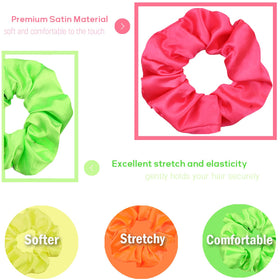 IVARYSS Satin Neon Scrunchies close-up showing soft satin texture