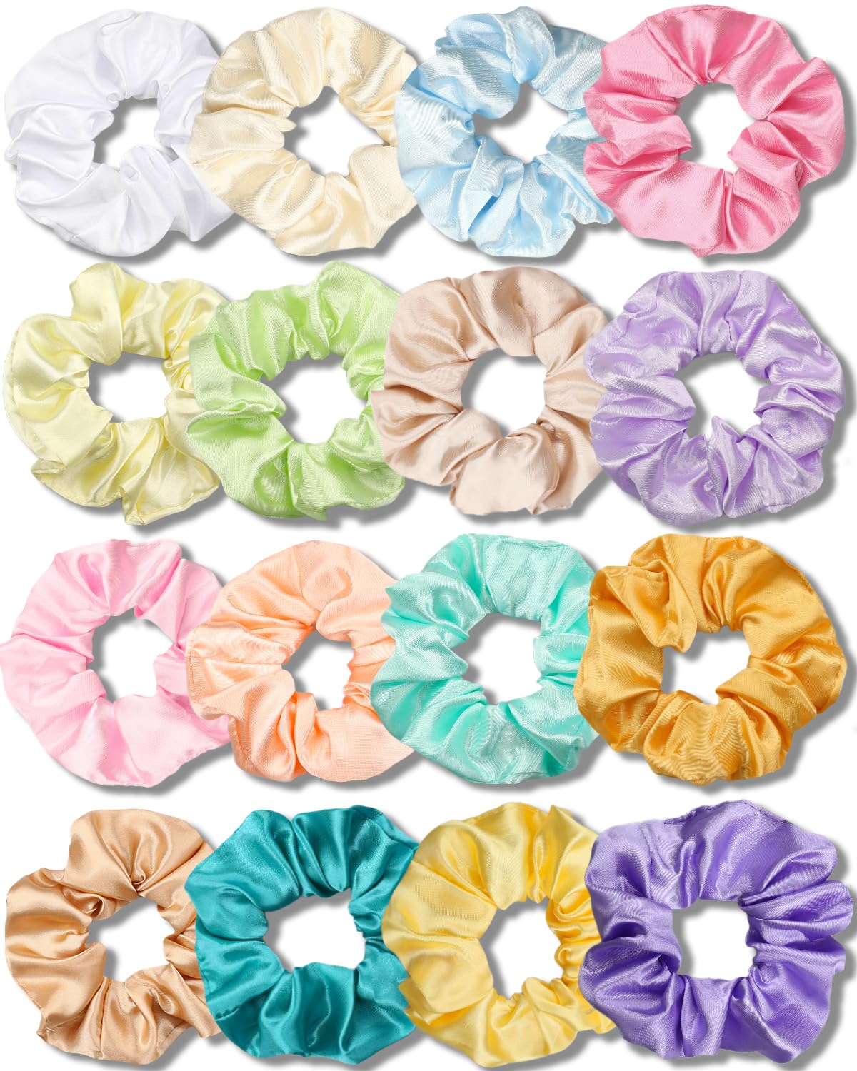 IVARYSS Satin Scrunchies 16 pack in assorted colours