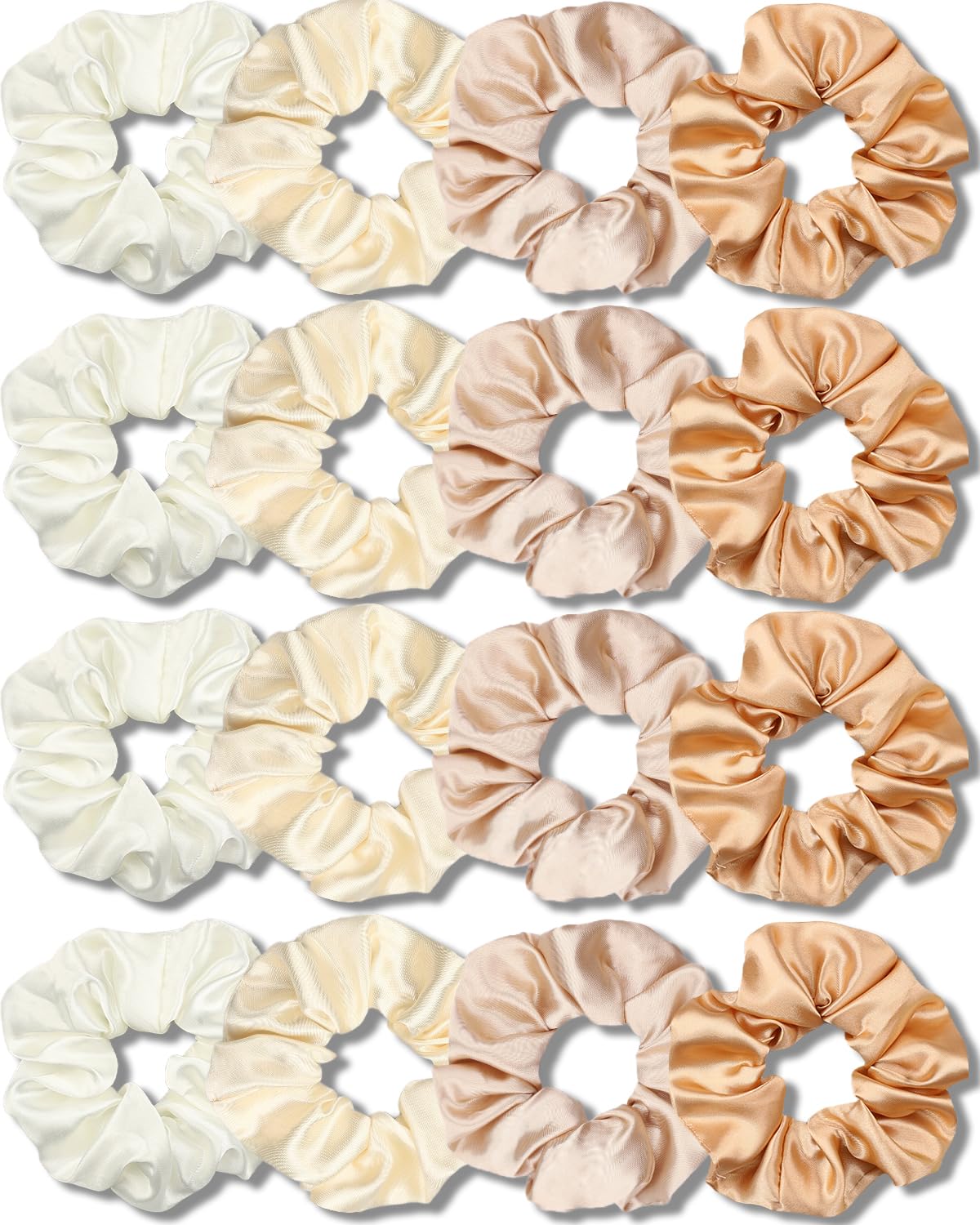 IVARYSS Satin Scrunchies 16 Pack in Champagne front view