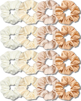 IVARYSS Satin Scrunchies 16 Pack in Champagne front view