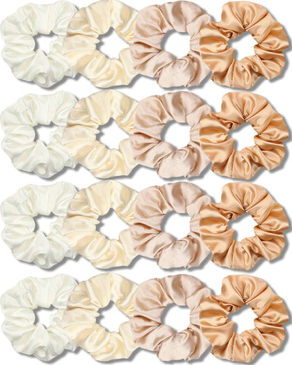 IVARYSS Satin Scrunchies 16 Pack in Champagne front view