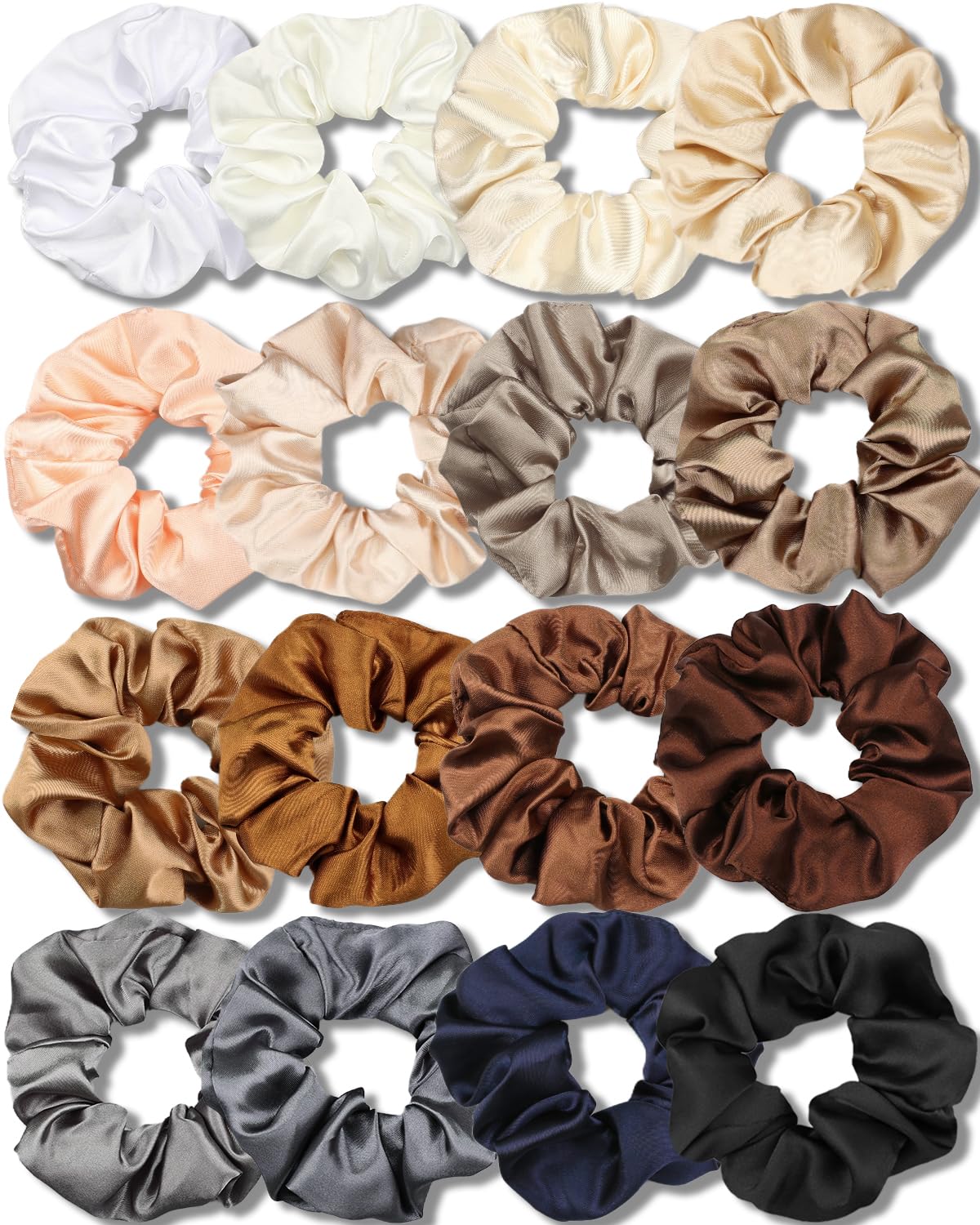 IVARYSS Satin Scrunchies 16 pack in neutral colours