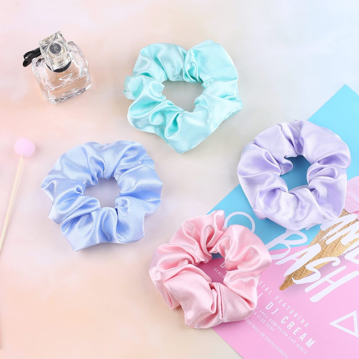 IVARYSS Satin Scrunchies displayed on a wrist