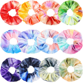 IVARYSS Tie Dye Velvet Scrunchies 12 pcs assorted colours