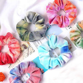 IVARYSS Tie Dye Velvet Scrunchies in soft velvet texture