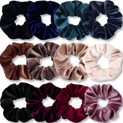 IVARYSS Velvet Scrunchies 12 Pcs dark colours packaging front view