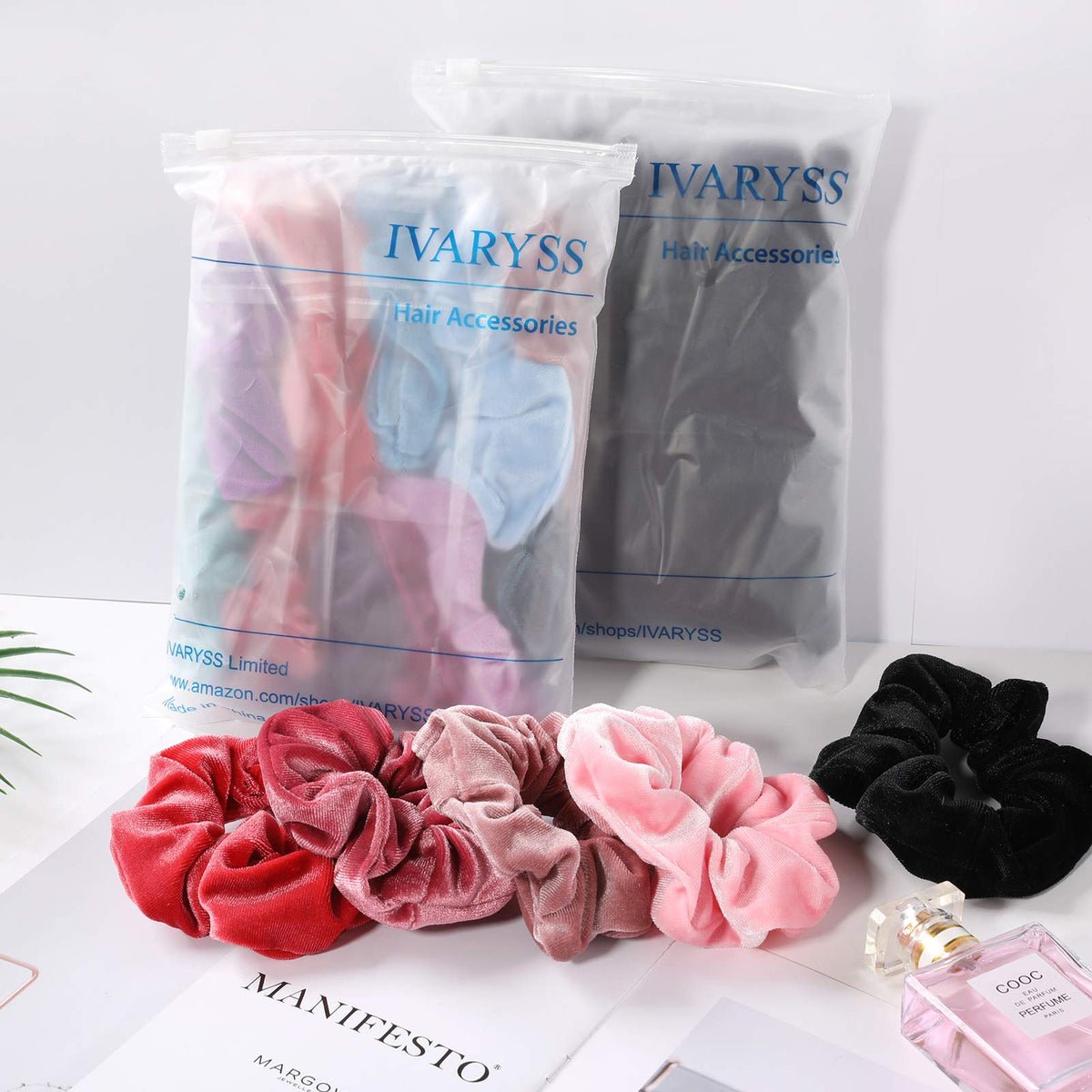 IVARYSS Velvet Scrunchies in different angles