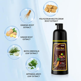 Ivnil Brown Hair Dye Shampoo application process with gloves