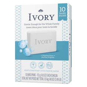Ivory Bar Soap Original 20 bars stacked in packaging