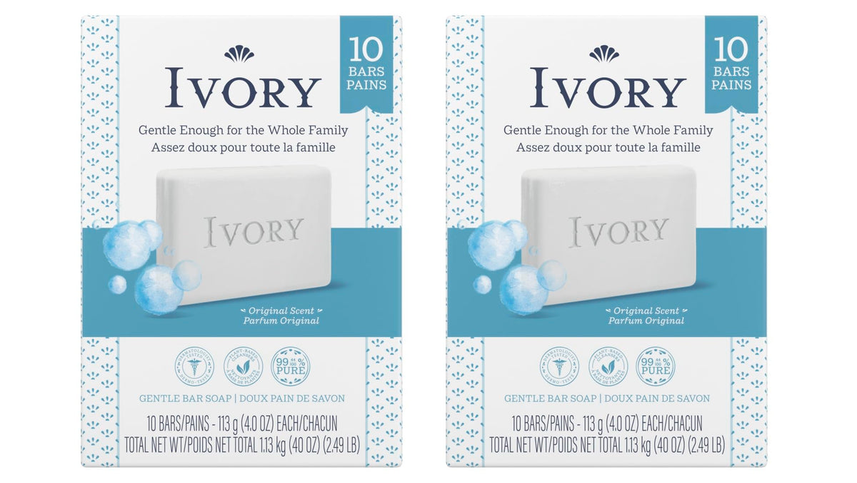 Ivory Bar Soap Original 4 Ounce pack of 20 bars front view