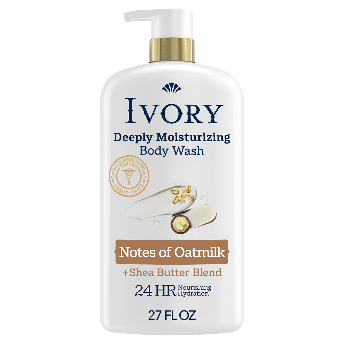 Ivory Body Wash 27 oz front view with shea butter blend