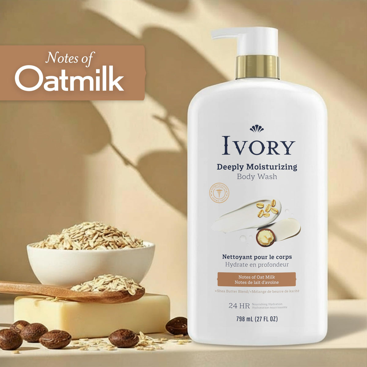 Ivory Body Wash 27 oz with packaging and shea butter