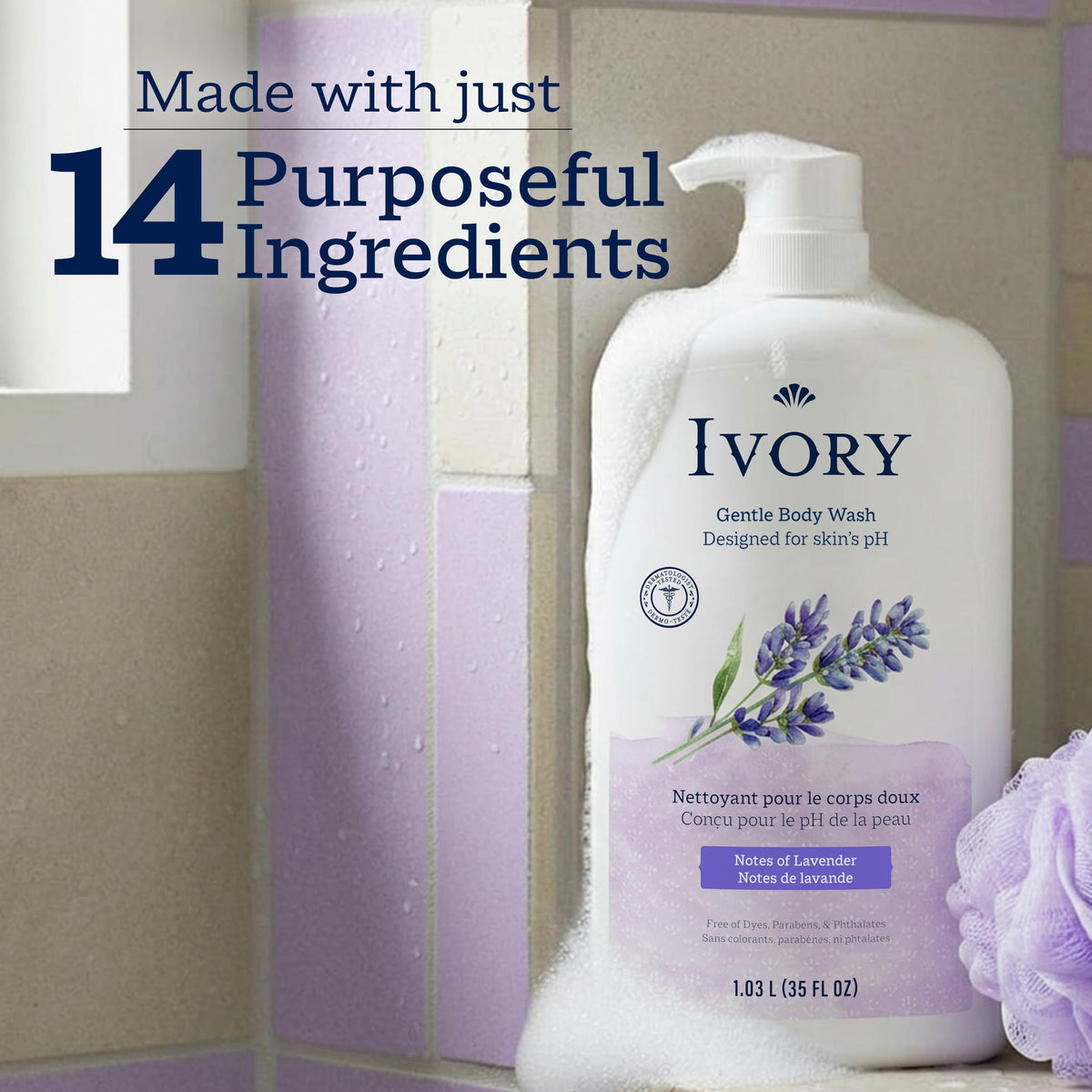 Ivory Body Wash 35 oz bottle back view