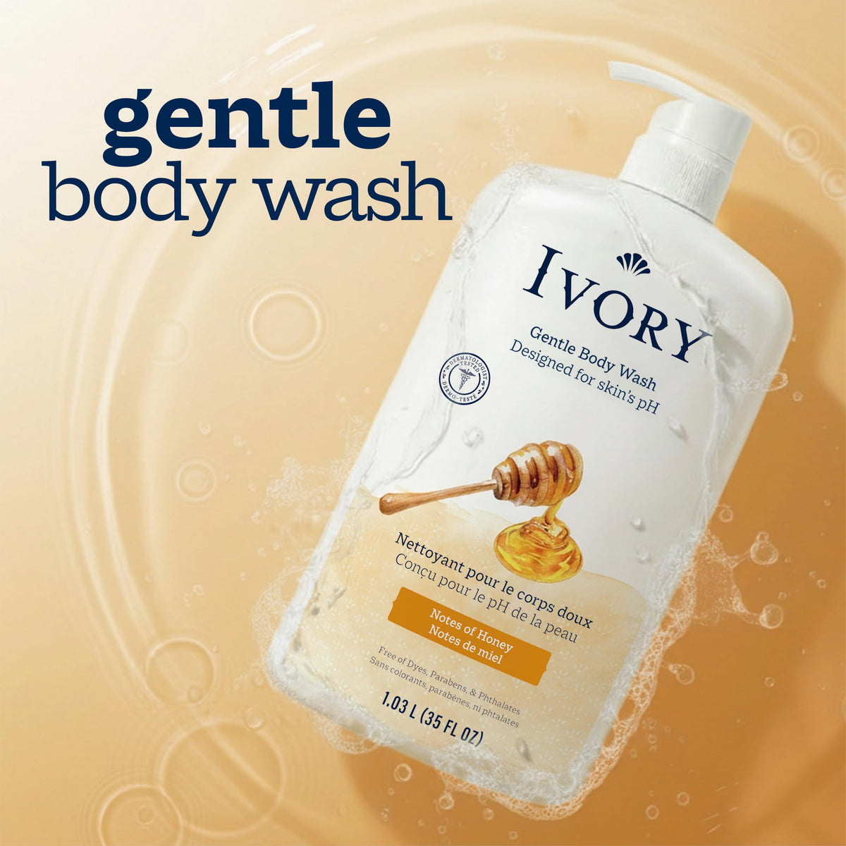 Ivory Body Wash 35 oz side view with pump top