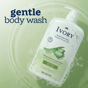 Ivory Body Wash 35 oz with pump dispenser on a bathroom shelf