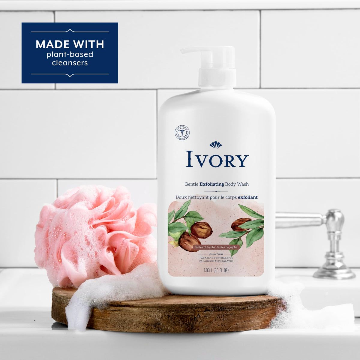 Ivory Body Wash in a shower setting