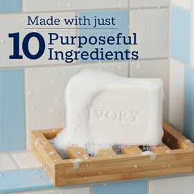 Ivory Gentle Bar Soap 3.17 oz on a soap dish