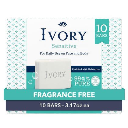 Ivory Sensitive Bar Soap front view in packaging