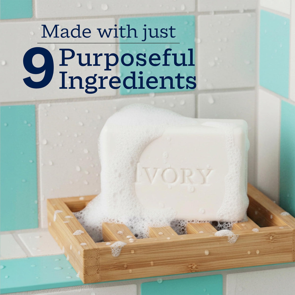 Ivory Sensitive Bar Soap in bathroom setting with towels