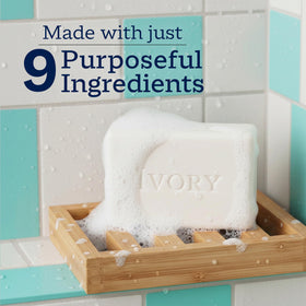 Ivory Sensitive Bar Soap in bathroom setting with towels