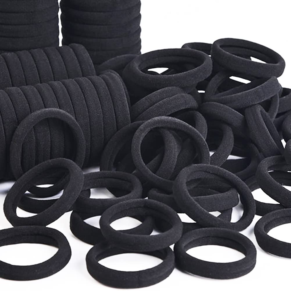 J-MEE Hair Bands 100PCS black ponytail holders front view