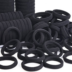 J-MEE Hair Bands 100PCS black ponytail holders front view
