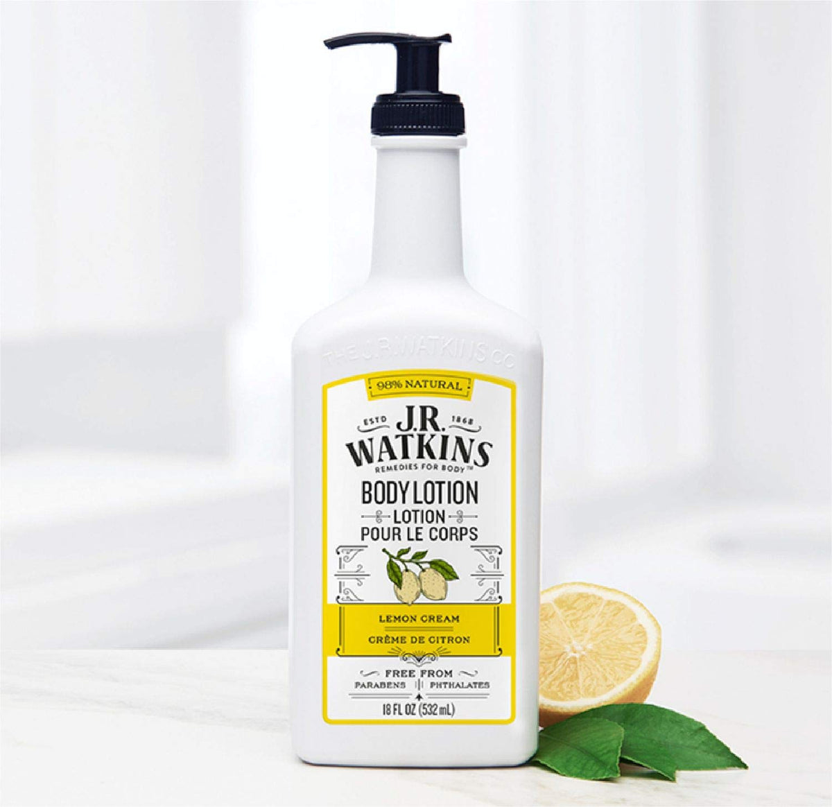 J.R. Watkins Daily Moisturizing Body Lotion Lemon Cream texture close-up