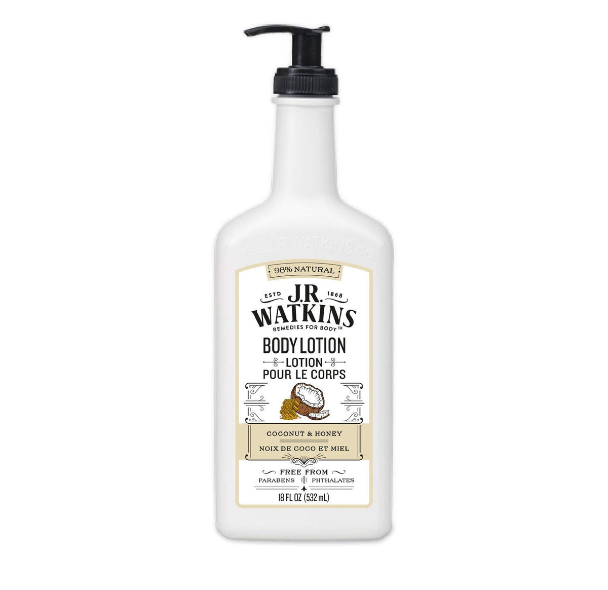 J.R. Watkins Daily Moisturizing Lotion front view with pump dispenser