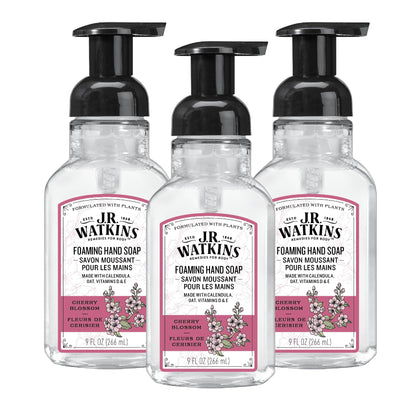 J.R. Watkins Foam Hand Soap Dispenser Cherry Blossom front view