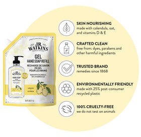 J.R. Watkins Gel Hand Soap Refill Lemon pouch with spout