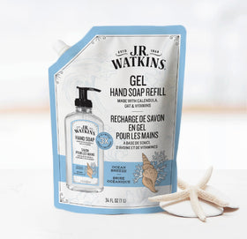 J.R. Watkins hand soap refill in a kitchen setting