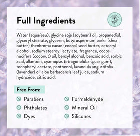 J.R. Watkins Lavender Body Lotion back view showing ingredients
