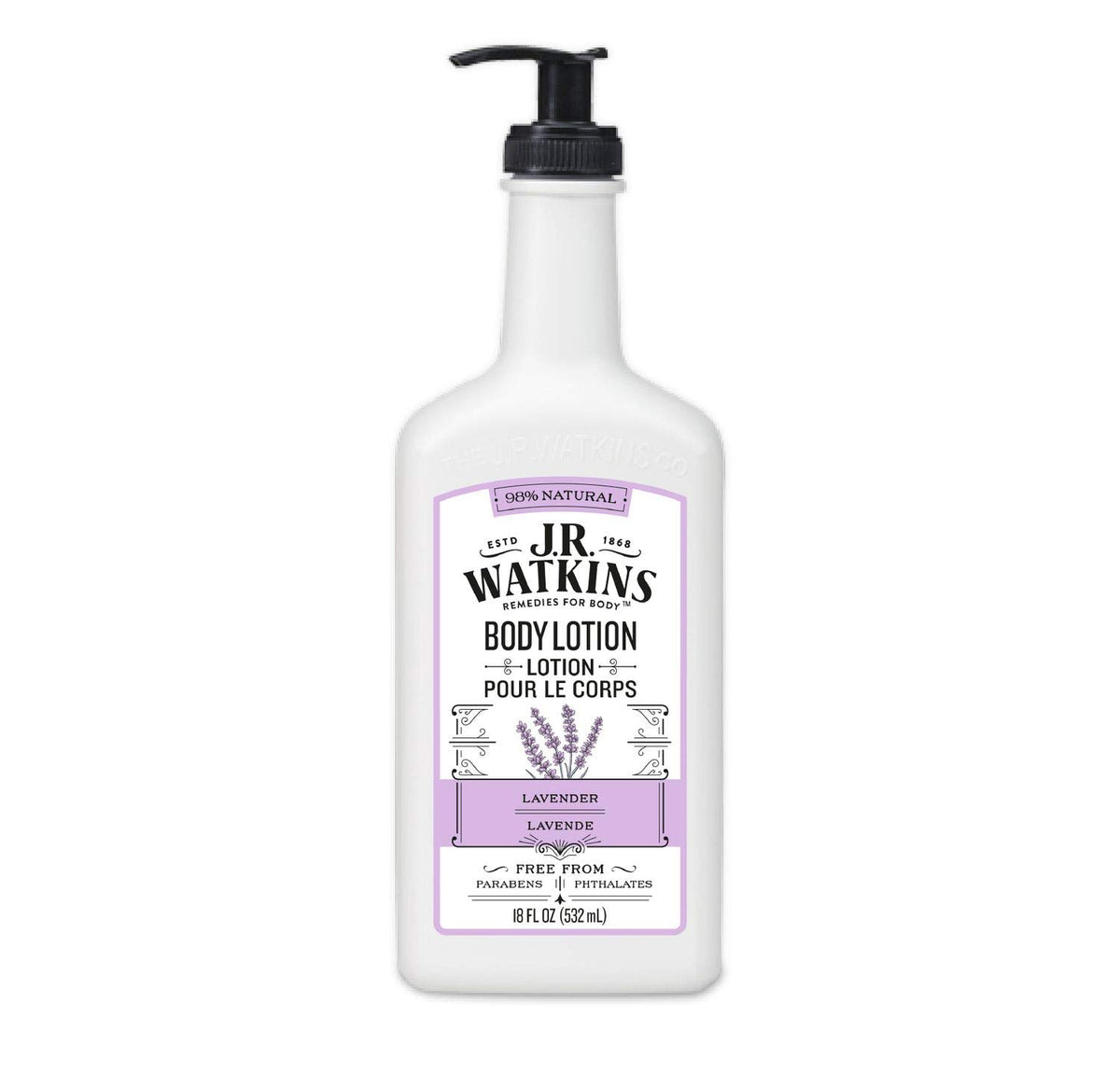 J.R. Watkins Lavender Moisturizing Body Lotion front view 18 fl oz