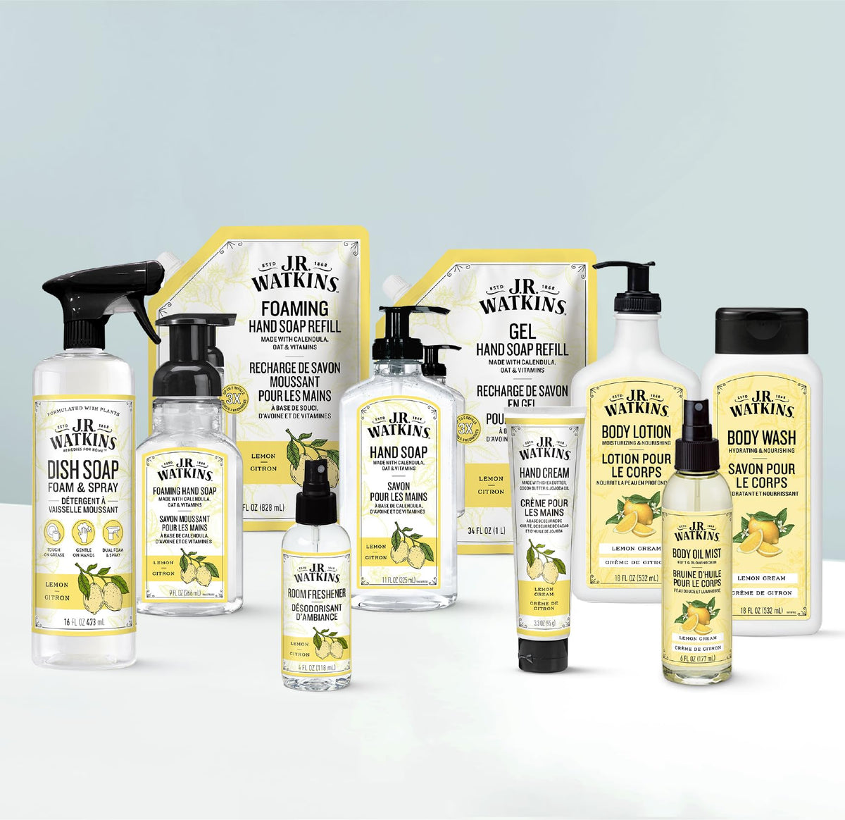J.R. Watkins Lemon Gel Hand Soap bottle with pump