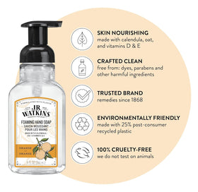 J.R. Watkins Moisturizing Foam Hand Soap packaging close-up