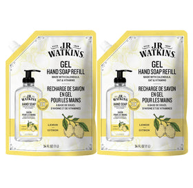 J.R. Watkins Moisturizing Gel Hand Soap Refill 2 Pack, Lemon front view