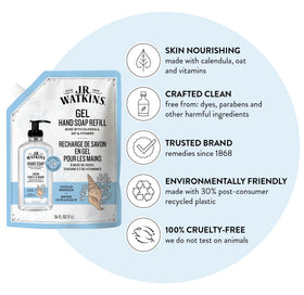 J.R. Watkins Ocean scent hand soap refill pouch with product details