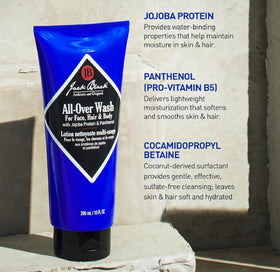 Jack Black All Over Wash 3 Fl Oz back view showing ingredients