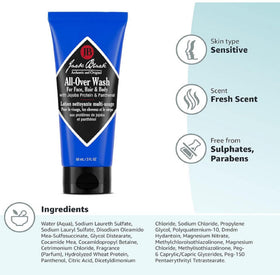 Jack Black All Over Wash 3 Fl Oz displayed with other grooming products