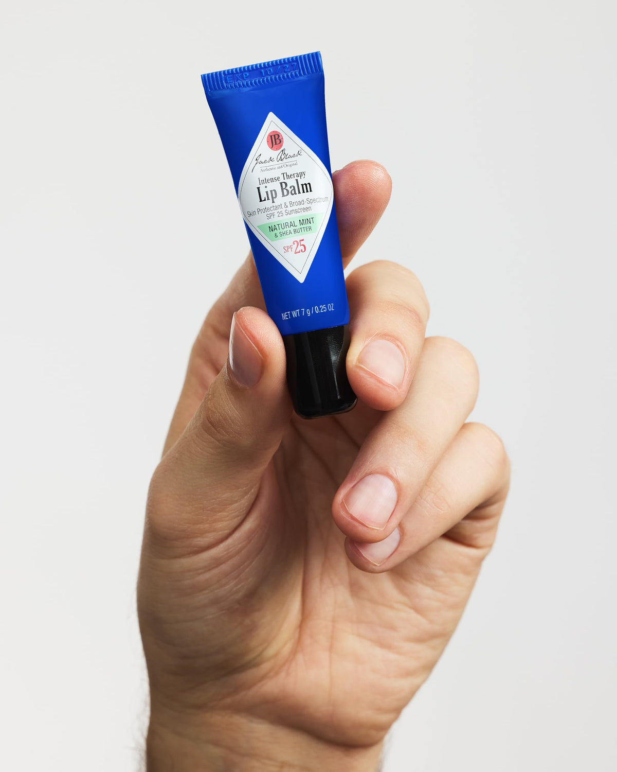 Jack Black Intense Therapy Lip Balm showing texture on lips
