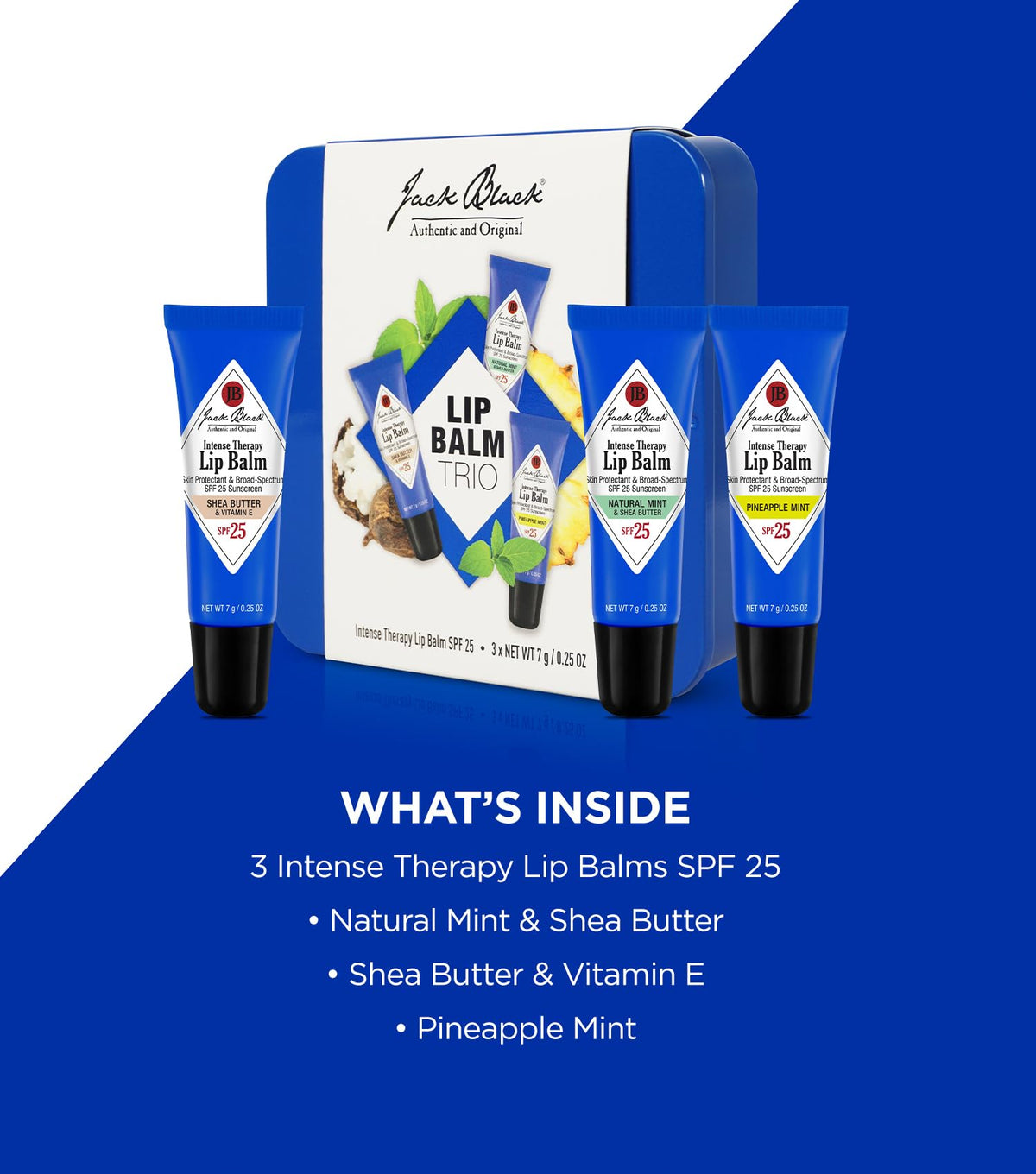 Jack Black Intense Therapy Lip Balm Trio SPF 25 packaging