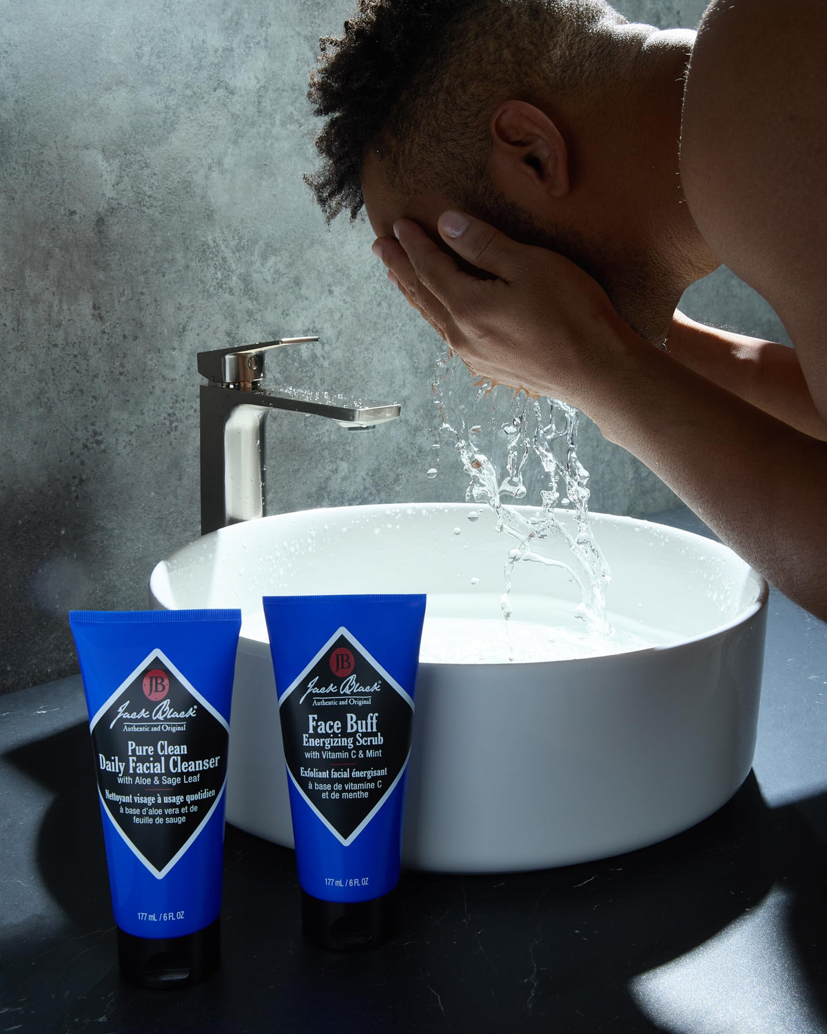 Jack Black Skin Saviors Set displayed on a bathroom counter