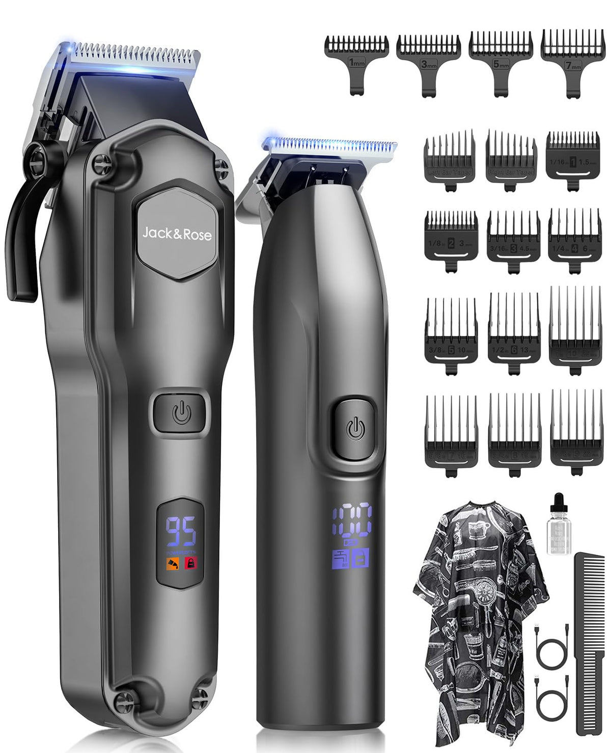 Jack & Rose cordless hair clipper set with trimmer and accessories