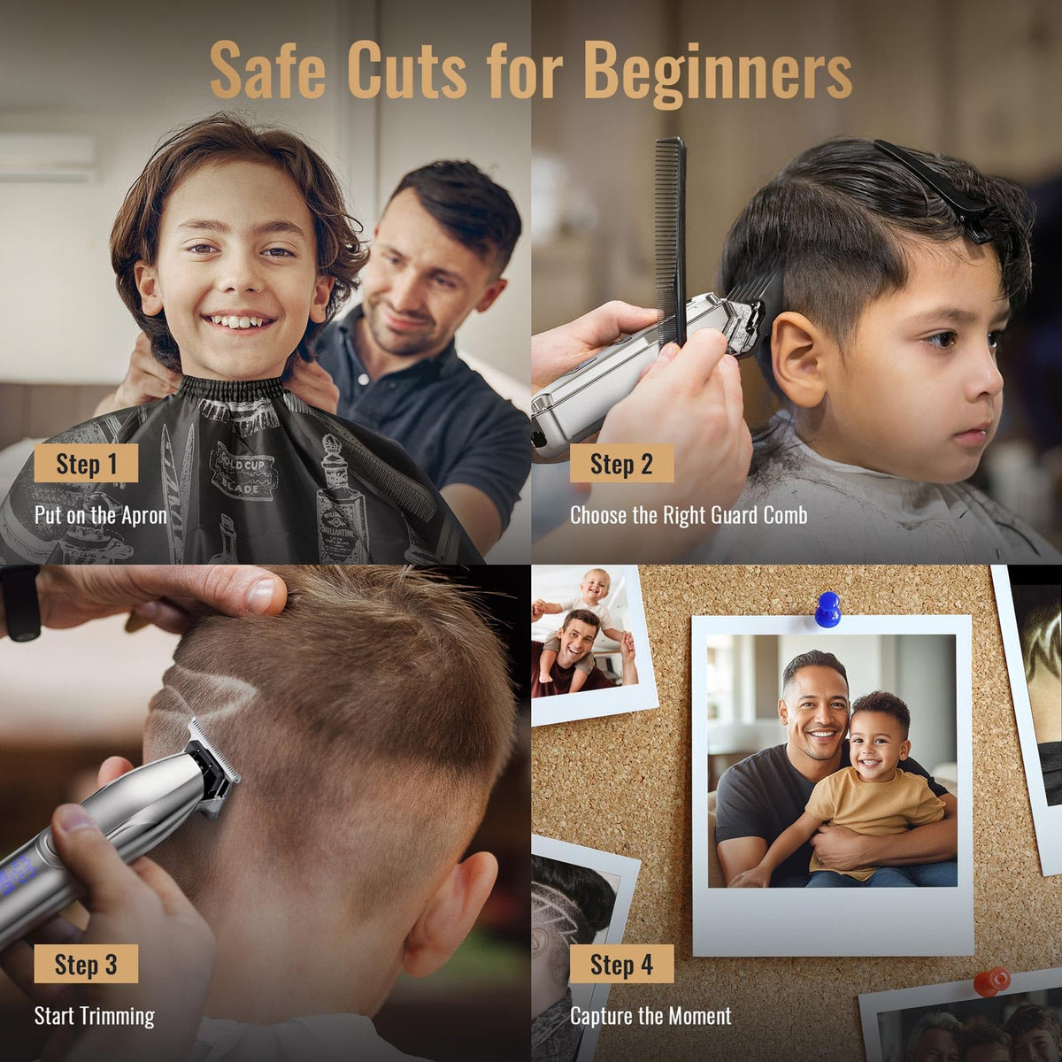 Jack & Rose hair clippers set with various guide combs and grooming tools