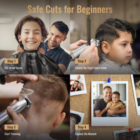 Jack & Rose hair clippers set with various guide combs and grooming tools